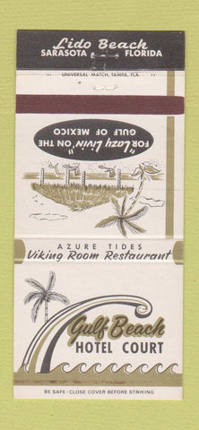 Matchbook Cover - Gulf Beach Hotel Court Sarasota FL Lido Beach 30 Strike