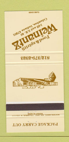 Matchbook Cover - Weinantz Restaurant Columbus IN 30 Strike