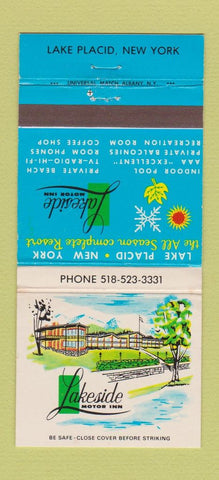 Matchbook Cover - Lakeside Motor Inn Lake Placid NY WEAR 30 Strike