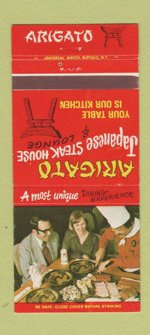Matchbook Cover - Arigato Japanese Steak Buffalo Rochester NY 30 Strike