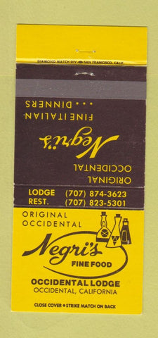 Matchbook Cover - Negri's Restaurant Occidental Lodge CA 30 Strike
