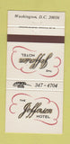 Matchbook Cover - The Jefferson Hotel Washington DC 30 Strike