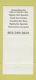 Matchbook Cover - Toby's Restaurant Little River SC 30 Strike