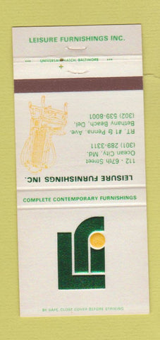 Matchbook Cover - Leisure Furnishings Ocean City MD Bethany Beach DE 30 Strike