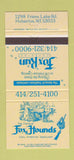 Matchbook Cover - Fox and Hounds Hubertus WI 30 Strike