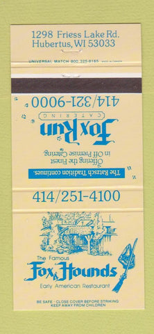 Matchbook Cover - Fox and Hounds Hubertus WI 30 Strike