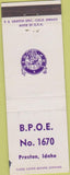 Matchbook Cover - Matchbook Cover Elks Club Preston ID