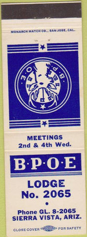 Matchbook Cover - Matchbook Cover Elks Club Sierra Vista AZ
