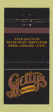 Matchbook Cover - Getty's Bar Grille Westlake OH 30 Strike
