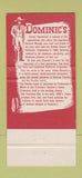 Matchbook Cover - Dominic's Harbor Restaurant San Rafael CA WEAR 30 Strike