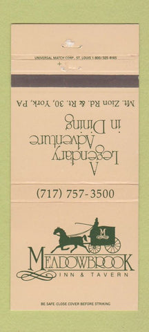 Matchbook Cover - Meadowbrook Inn Tavern York PA 30 Strike