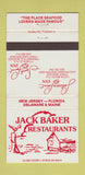 Matchbook Cover - Jack Baker Restaurants Cocoa Beach FL Titusville 30 Strike