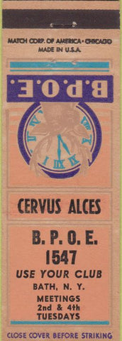Matchbook Cover - Matchbook Cover Elks Club Bath NY WEAR