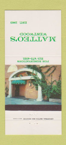 Matchbook Cover - Matteo's Los Angeles CA 30 Strike