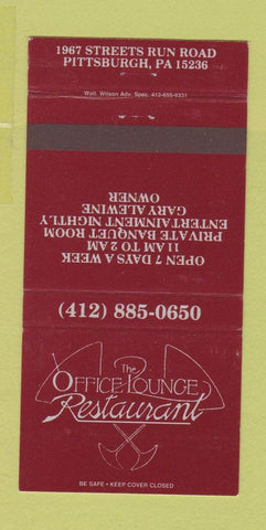 Matchbook Cover - Office Lounge Restaurant Pittsburgh PA 30 Strike