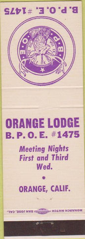 Matchbook Cover - Matchbook Cover Elks Club Orange CA
