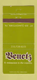 Matchbook Cover - Benetz Restaurant Quakertown PA 30 Strike