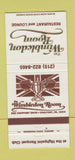 Matchbook Cover - Wimbledon Room Restaurant Chalfont PA 30 Strike