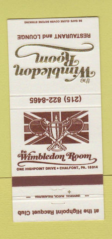 Matchbook Cover - Wimbledon Room Restaurant Chalfont PA 30 Strike