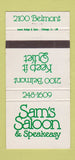 Matchbook Cover - Sam's Saloon Speakeasy 30 Strike