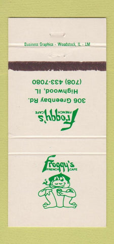 Matchbook Cover - Froggy's French Cafe Highwood IL 30 Strike