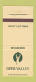 Matchbook Cover - Deer Valley Park City UT 30 Strike