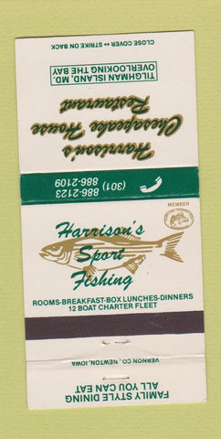 Matchbook Cover - Harrison's Sport Fishing Tilghman Island MD 30 Strike