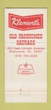 Matchbook Cover - Klement's Sausage Milwaukee WI 30 Strike