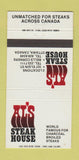 Matchbook Cover - Al's Steak House Ottawa ON 30 Strike