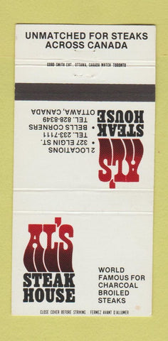 Matchbook Cover - Al's Steak House Ottawa ON 30 Strike
