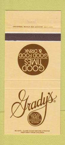 Matchbook Cover - Grady's Restaurant Knoxville Memphis TN Atlanta GA 30 Strike
