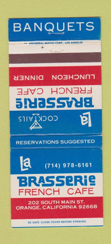 Matchbook Cover - La Brasserie French Cafe Orange CA 30 Strike