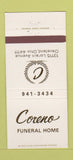 Matchbook Cover - Coreno Funeral Home Cleveland OH 30 Strike