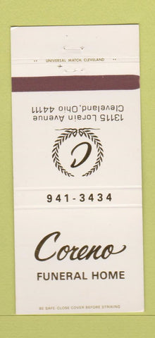 Matchbook Cover - Coreno Funeral Home Cleveland OH 30 Strike