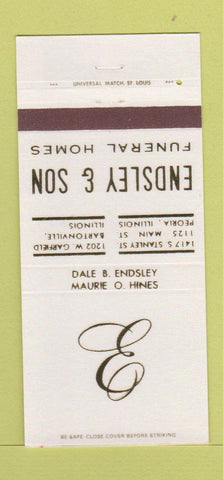 Matchbook Cover - Endsley and Son Fuenral Home Peoria Bartonville IL 30 Strike