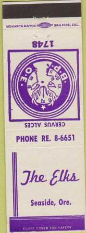 Matchbook Cover - Matchbook Cover Elks Club Seaside OR