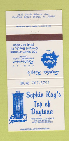 Matchbook Cover - Sophie Kay's Top of the Daytona Beach Shores FL 30 Strike