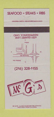 Matchbook Cover - Mc G's Restaurant Independence OH 30 Strike