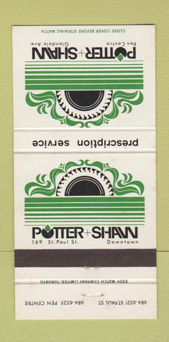 Matchbook Cover - Potter Shaw Drug Canada? 30 Strike