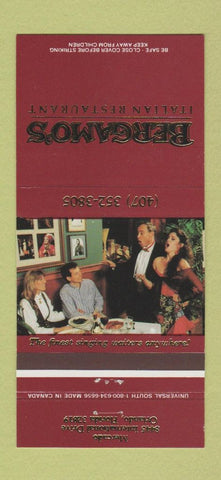 Matchbook Cover - Bergamo's Italian Restaurant Orlando FL 30 Strike