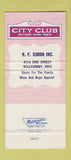 Matchbook Cover - City Club Men's Shoes HF Simon Willoughby OH 30 Strike