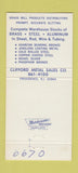 Matchbook Cover - Clifford Metal Providence RI 30 Strike