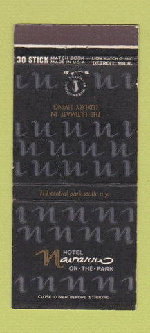 Matchbook Cover - Hotel Navarro New York City 30 Stick