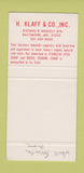 Matchbook Cover - Klaff Scrap Iron Metal Baltimore MD 30 Strike