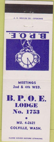 Matchbook Cover - Matchbook Cover Elks Club Colville WA
