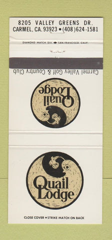 Matchbook Cover - Quail Lodge Carmel CA Golf Country Club 30 Strike