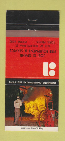 Matchbook Cover - Jos Spahr Fire Equipment Ansul York PA 30 Strike