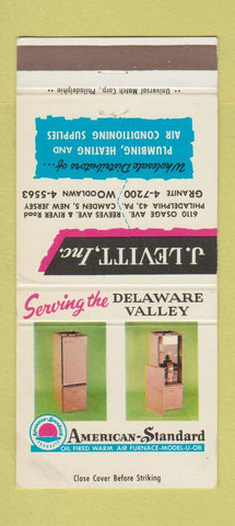 Matchbook Cover - Levitt Plumbing Heating American Standard Camden NJ 30 Strike