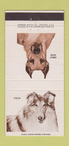 Matchbook Cover - Dogs Great Dane Collie 30 Strike