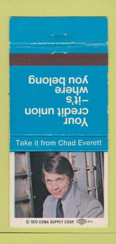Matchbook Cover - Credit Union Chad Everett actor movies 30 Strike